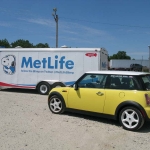 We passed the Metlife blimp crew on the highway. Then who should pull into the gas station? The Metlife blimp crew!