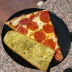 Pizza and garlic bread.