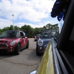 The MINIs line up, ready to crawl down the streets of Wauwautosa.