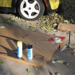 The tools - cardboard, paint, scissors, tape.