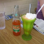 Jenny tries an orange float.