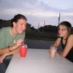 Emily with her Cherry Slushy and Jenny with her Chocolate Shake.