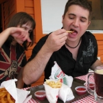 Jenny and Brian eating.