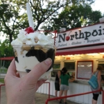 Today's decadence - Hot fudge, peanuts and custard.