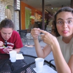 With all the delicious gelato around, why is Jenni using that tongue for silly photos?