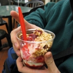 There's that sundae, red bits on white ice cream and little beige nuts of some form. Whatever it was, I'm sure it was delicious. 