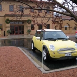 Bessie outside the Palermo's beautiful factory modeled after a 16th Century Sicilian villa called "Villa Le Volte".