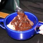 For dessert, Jenny has a brownie fudge sundae.