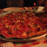 Sausage & Pepperoni large thin crust pizza. It left us wanting more, even though we were full.