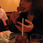 Jenny and her first bite.