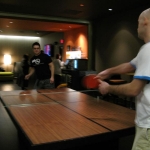 Brian and Chris trying out the tables.