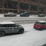 Our fellow MINIs, outside on the street. We opted for the parking garage next door.