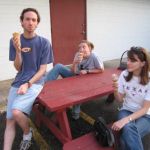 Enjoying the summer evening, good company, and delicious ice cream. Enjoying the summer evening, good company, and delicious ice cream.