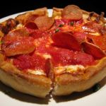The main course, a delicious pepperoni deep dish pizza. The main course, a delicious pepperoni deep dish pizza.