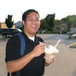Anthony gets a root beer float. Anthony gets a root beer float.
