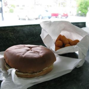Hefner's serves up huge butterburgers and the usual sides, including fried cheese curds.