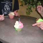 Jenny points at my small dish of Caramel and Cherry Gelato and commands me to eat Jenny points at my small dish of Caramel and Cherry Gelato and commands me to eat