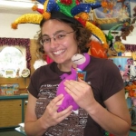We decide to bumble around the gift shop instead. Jenni finds much to amuse herself with.