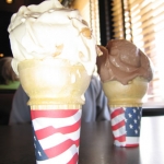 Flavor of the day, Caramel Cashew, for me and chocolate for Jenny.
