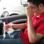 Anthony, my passenger for the day, being extremely coy.