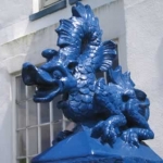 A strange blue dragon/sea monster that adorned this restaurant