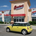 Here's Bessie outside Boston's. We actually went at night and walked from the hotel.