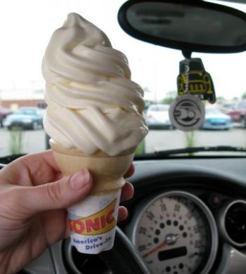 We tried the $1 Vanilla Cone. It was a basic soft serve. Doesn't cure a craving, but hits the spot.