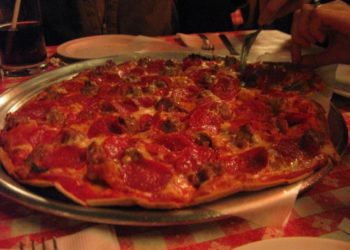 Sausage & Pepperoni large thin crust pizza. It left us wanting more, even though we were full.