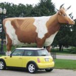 Our first gas stop and a photo op with Bessie the giant cow!