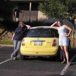 Caren and Jenni pose for their final trip picture with Bessie.