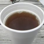 Hot cider to compliment my chili dog. Hot cider to compliment my chili dog.