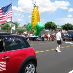 The parade develops all around us.