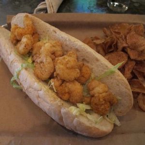 Dinner from Doc Crow's. We don't get shrimp po-boys in Wisconsin.