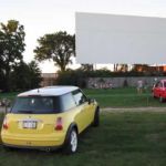 Bessie awaits patiently for dusk to come and the movies to begin. Bessie awaits patiently for dusk to come and the movies to begin.