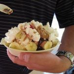 Wade shows off their banana split.