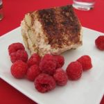Tiramisu and fresh raspberries