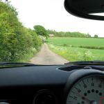 Heidi test drives a MINI Cooper D through the English countryside.