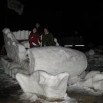In the soggy bottomed sleigh.
