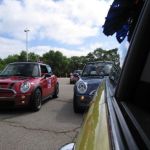 The MINIs line up, ready to crawl down the streets of Wauwautosa. The MINIs line up, ready to crawl down the streets of Wauwautosa.