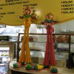 Clowns at the deli counter.