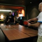 Brian and Chris trying out the tables.