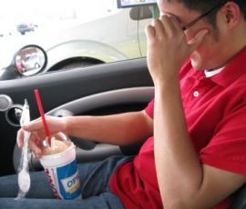 Anthony, my passenger for the day, being extremely coy. Anthony, my passenger for the day, being extremely coy.