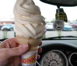 We tried the $1 Vanilla Cone. It was a basic soft serve. Doesn't cure a craving, but hits the spot. We tried the $1 Vanilla Cone. It was a basic soft serve. Doesn't cure a craving, but hits the spot.