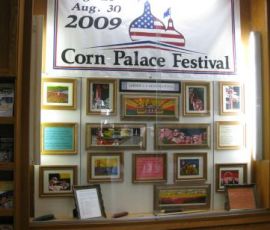 Part of the interior which has Corn Palace memorablia and exhibits.