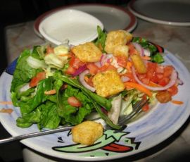 Emily went healthy and got a salad with dinner.