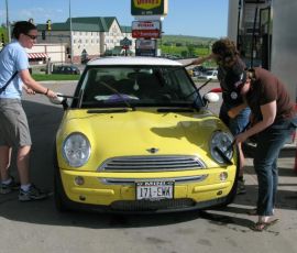 It takes three people working diligently to shine up Bessie's most important exterior bits.
