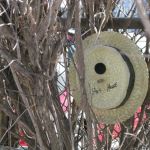 The Hat House. A ceramic bird house found amoungst the bushes. The Hat House. A ceramic bird house found amoungst the trees.