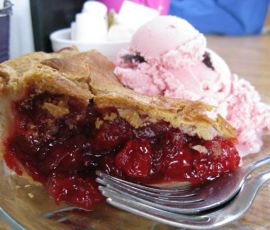 Jenny and Caren satisfy their cherry craving with warm Cherry Pie and Rum Black Cherry Ice Cream.
