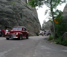 Even classic cars take a spin on these winding roads. Even classic cars take a spin on these winding roads.