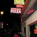 We take refuge from the cold winter night in Zaffiro's Pizza & Bar.